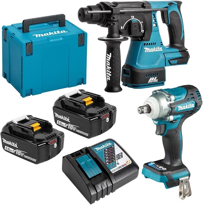 Makita DLX2372TJ 18V Li-ion LXT 2 Piece Brushless Combo Kit Complete with 2 x 5.0 Ah Batteries and Charger Supplied in a Makpac Case