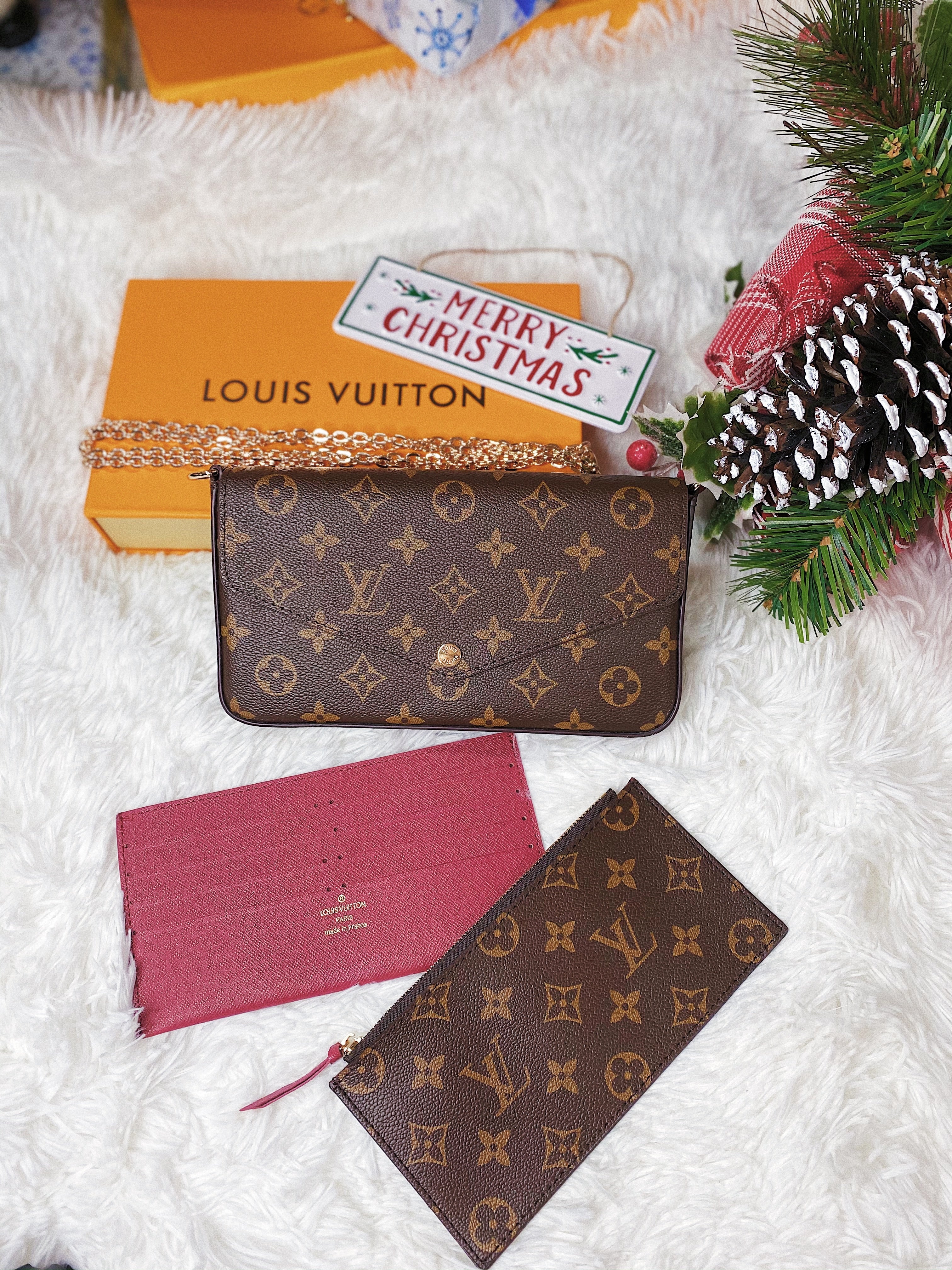 TOP Louis Vuitton LV £V Felicie Bag 21X12X3cm- DARK PINK