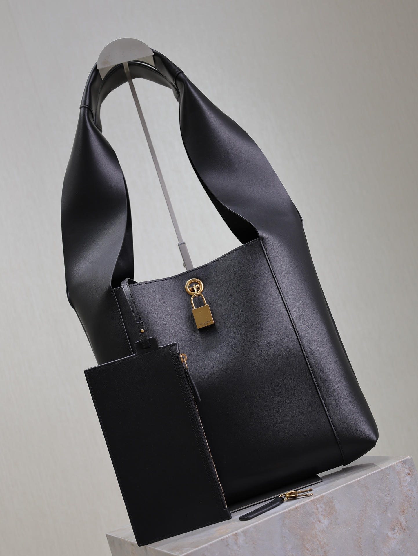 TOP Yves Saint Laurent YSL Leather Hobo Bag  27×27×8cm - BLACK&GHW