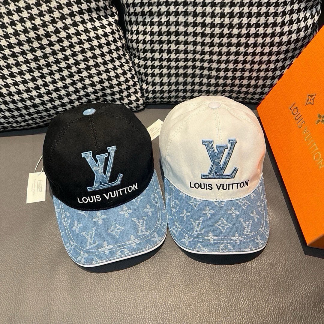 TOP Louis Vuitton LV Monogram Stitching Baseball Cap - 2 Colors
