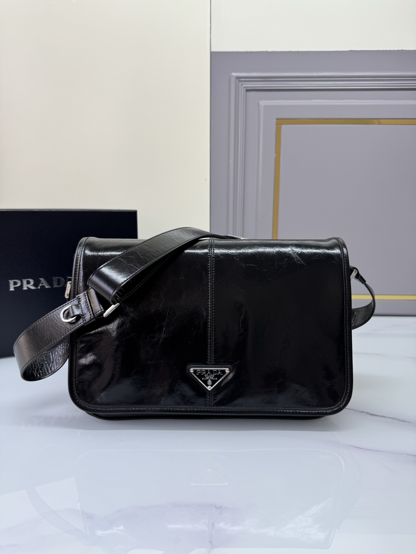 TOP PRADA Messenger Bag Wax Leather 30x20x11cm - 3 Color