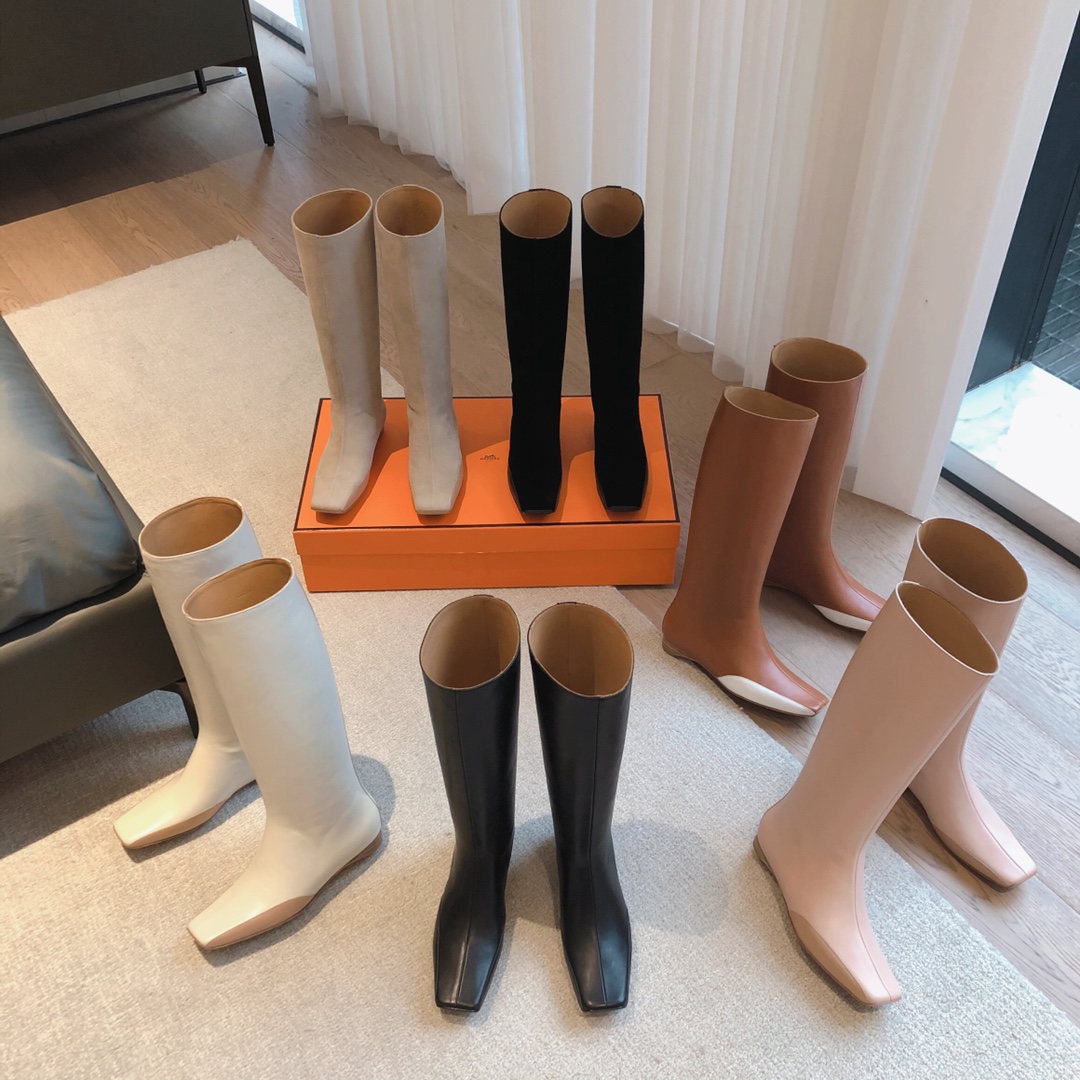TOP HERMES Imported Cowhide Boots From Ltaly - 6 Colors