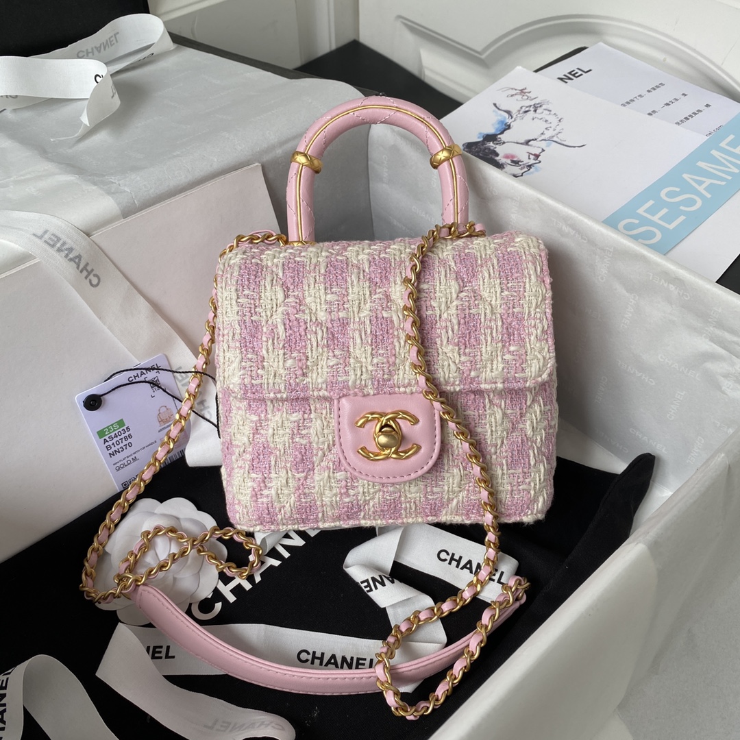 TOP CHANEL Tweed Small Clutch 15*15.5*7.5 cm - Pink