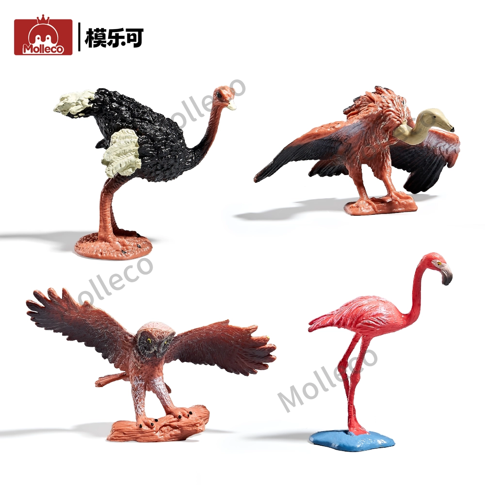 Molleco Animal Figure Toys for Kids and Children ostrich+bald eagle+owl+flamingo CP033-1-2-3-4