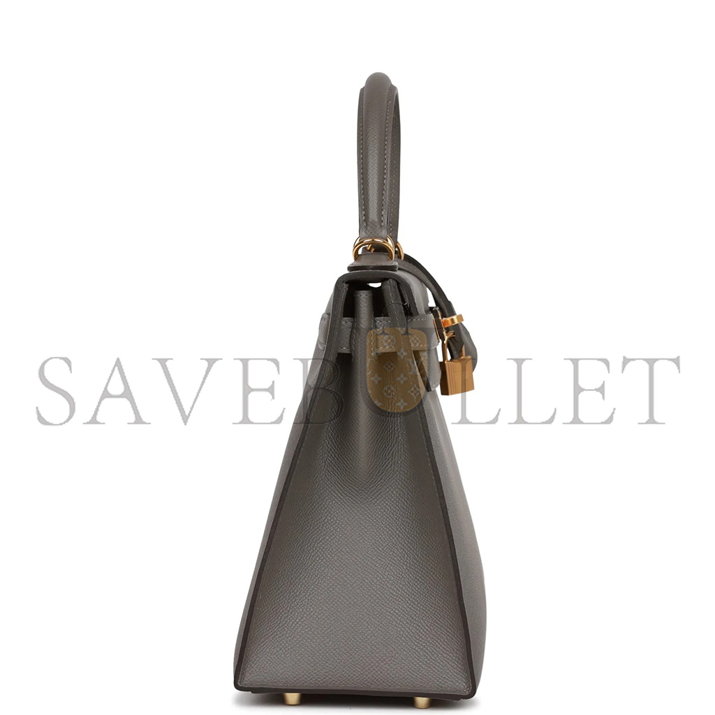 HERMÈS KELLY SELLIER 28 GRIS MEYER EPSOM GOLD HARDWARE (28*22*10cm)