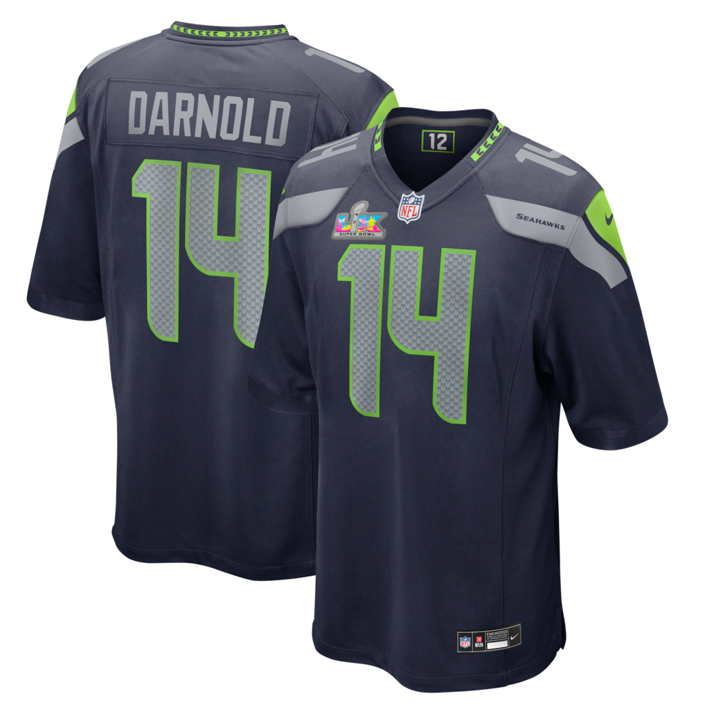 Men's Seattle Seahawks Sam Darnold College Navy Super Bowl LX Patch Game Jersey