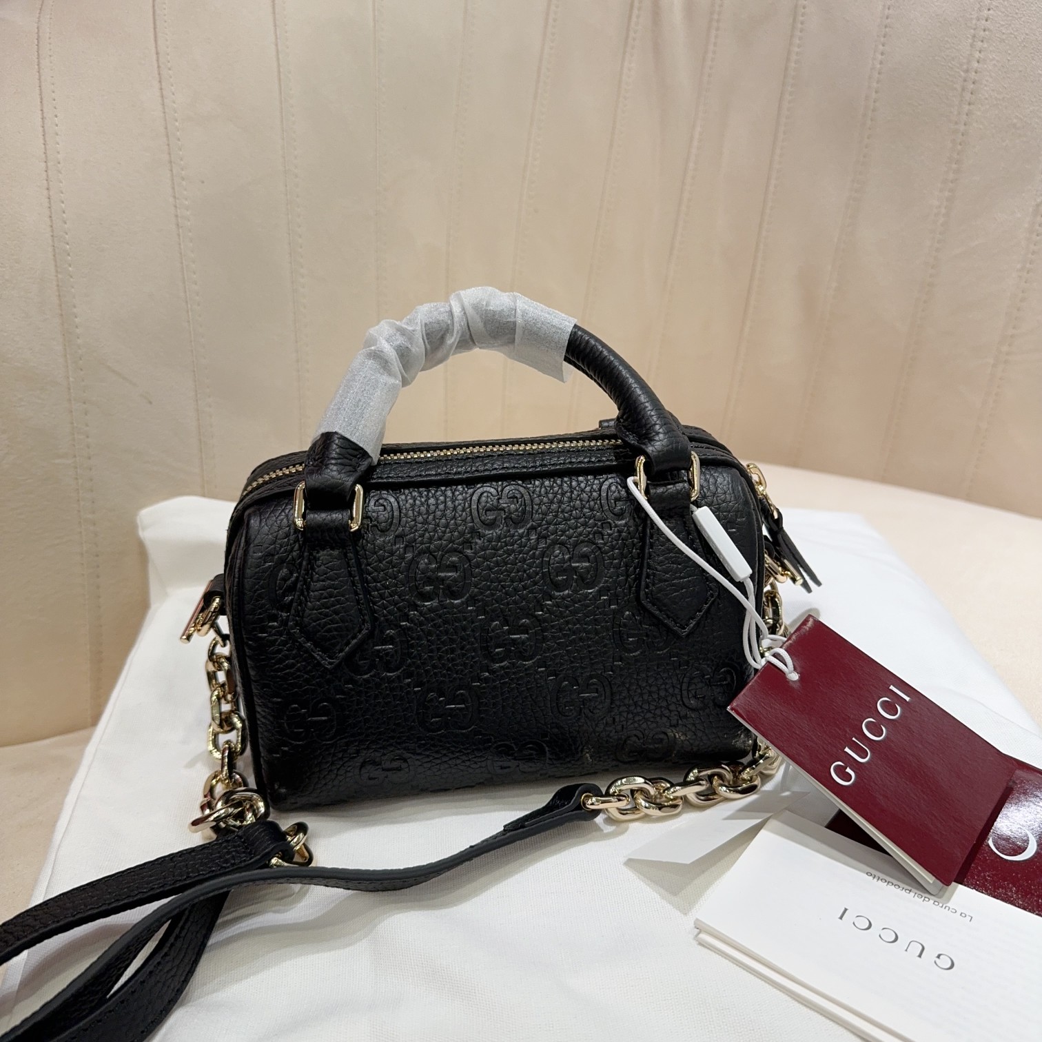 TOP GUCCI G*G Emblem bag 16.5*10*8cm - Black