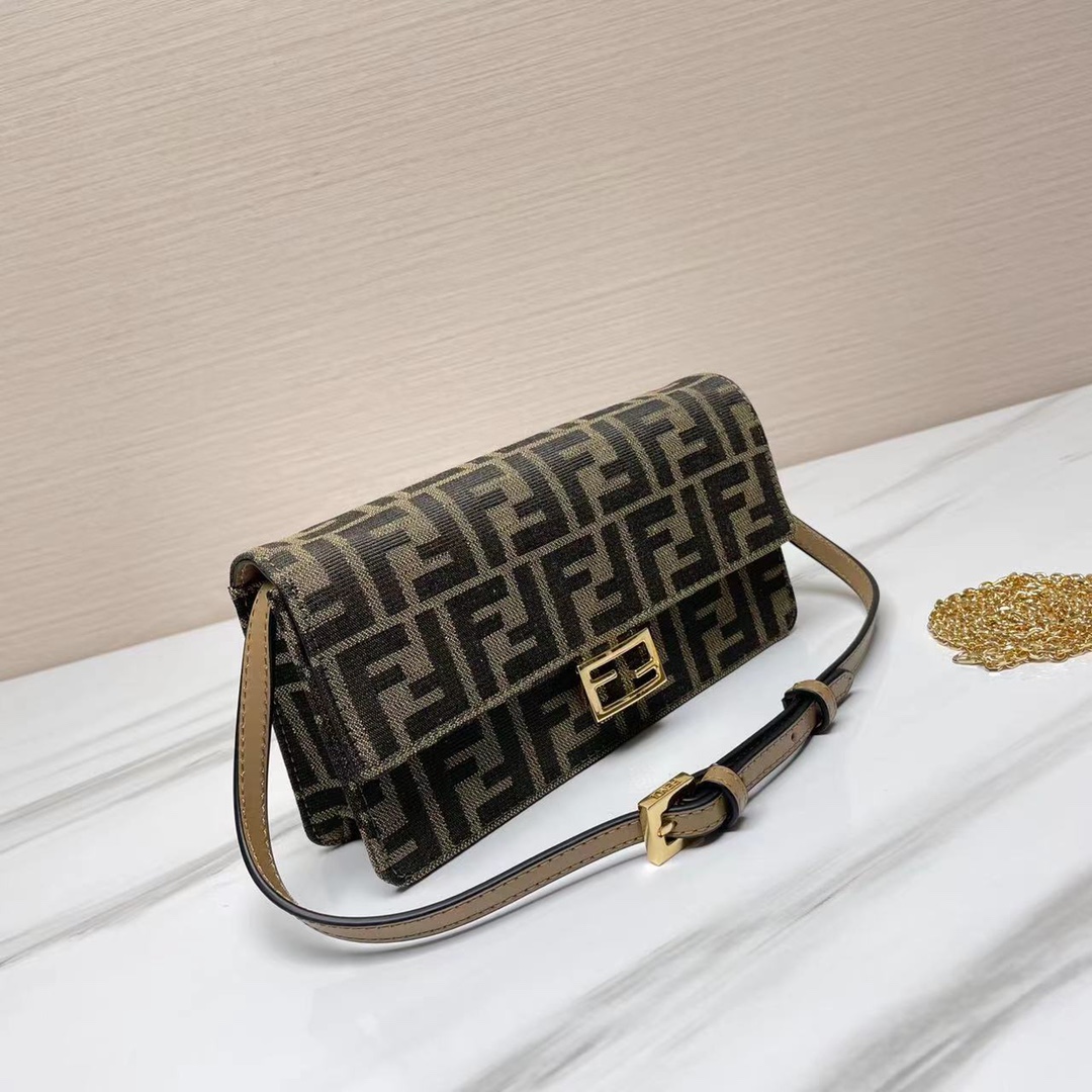 TOP FENDI FF Fabric Material Baguette Bags 21x11.5x5cm - GHW
