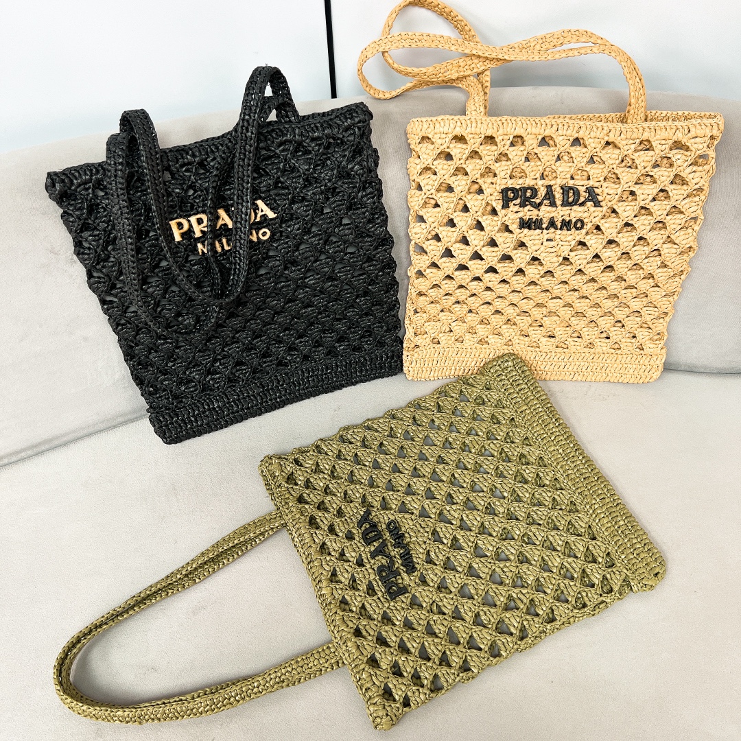 TOP PRADA Straw Shopping Bag 30×31cm - 3 Color