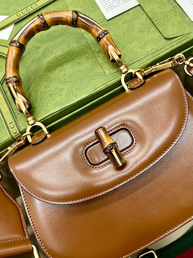 TOP GUCCI G*G Bamboo 1947 Small Top Handle - Brown