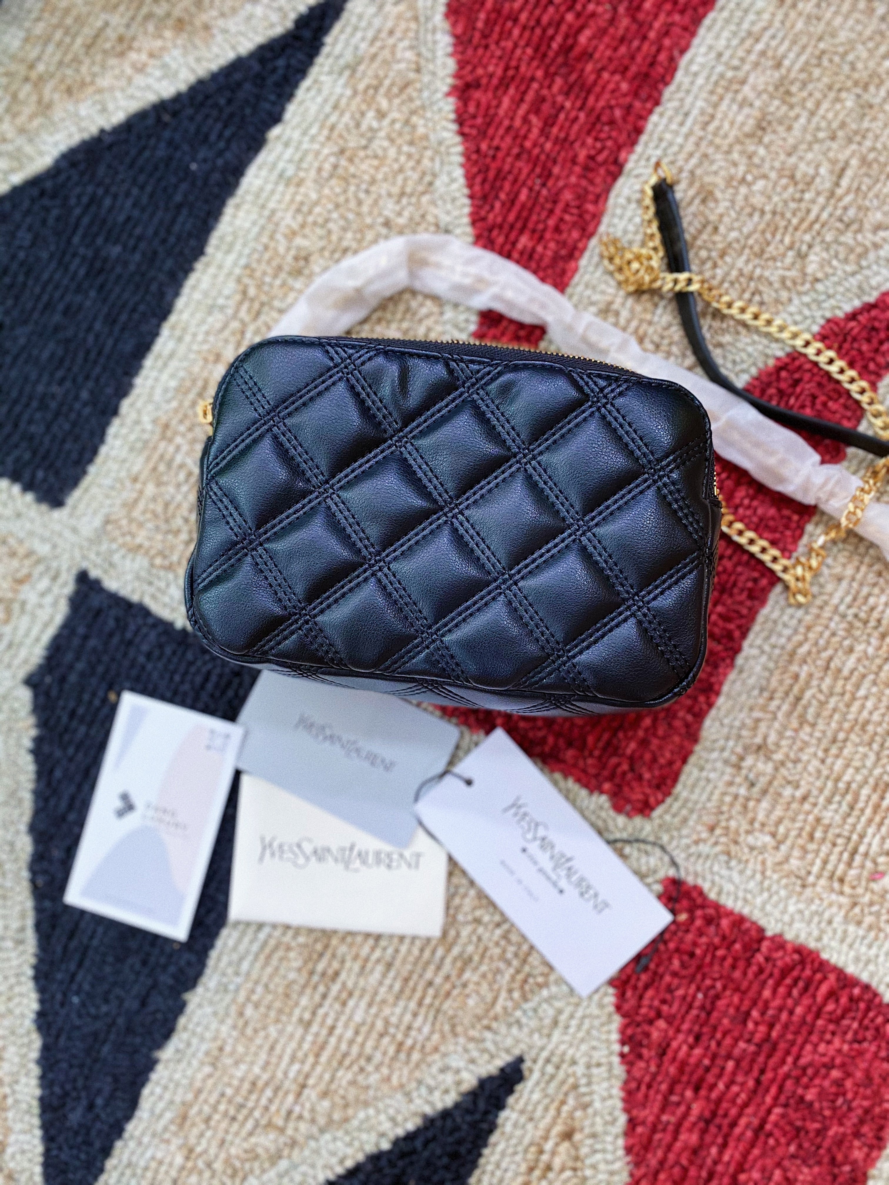 TOP Yves Saint Laurent YSL YSL Black Becky Double Zip Pouch