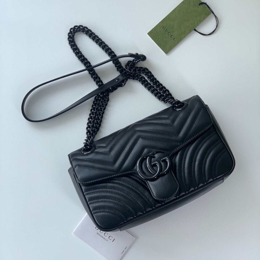 TOP GUCCI G*G Marmont Bag Small 26cm - All Black