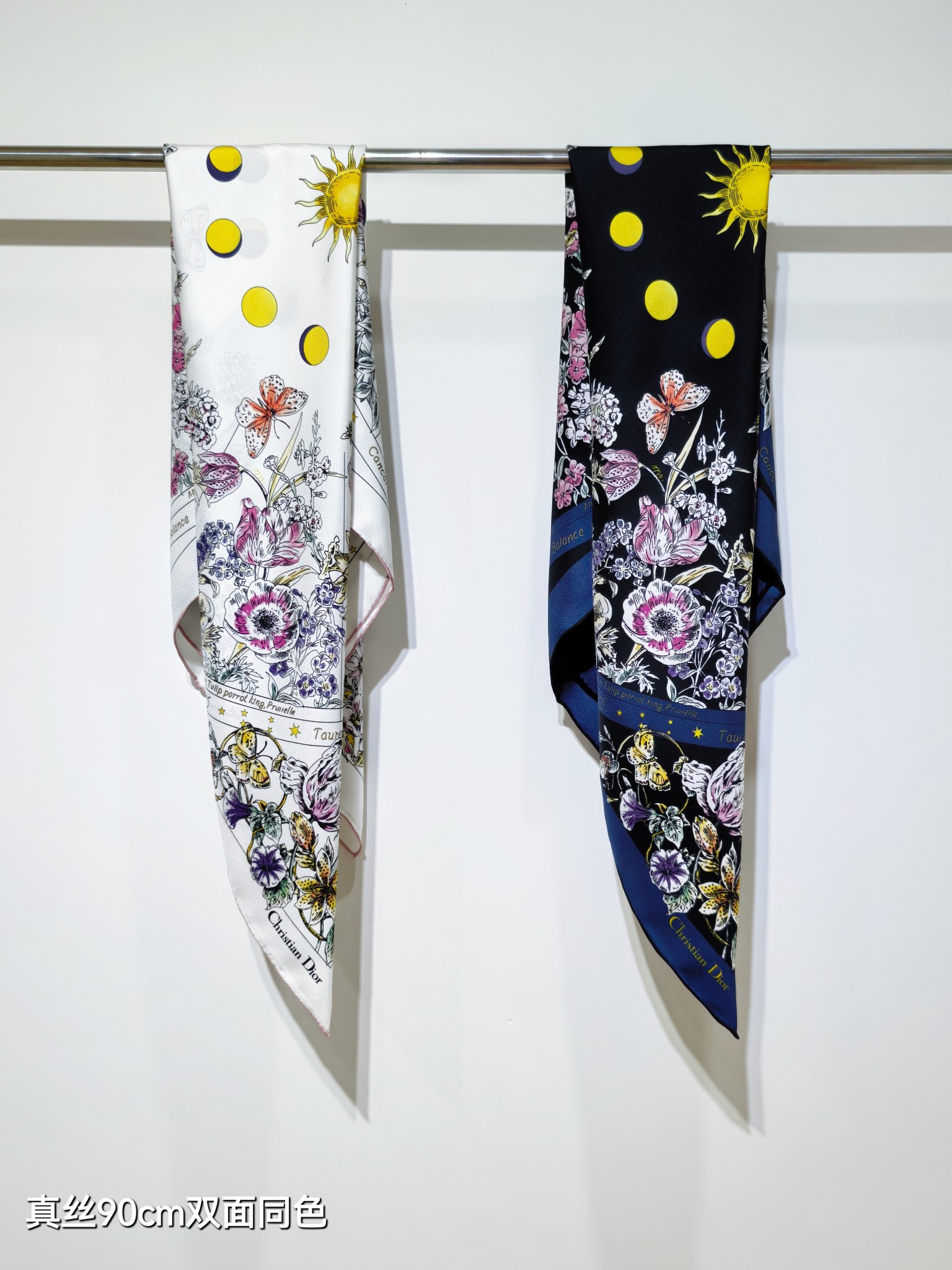 TOP Christian Dior Double-sided 70% Cashmere + 30% Silk Velvet Square Scarf 90 x 90 cm - 2 Colours