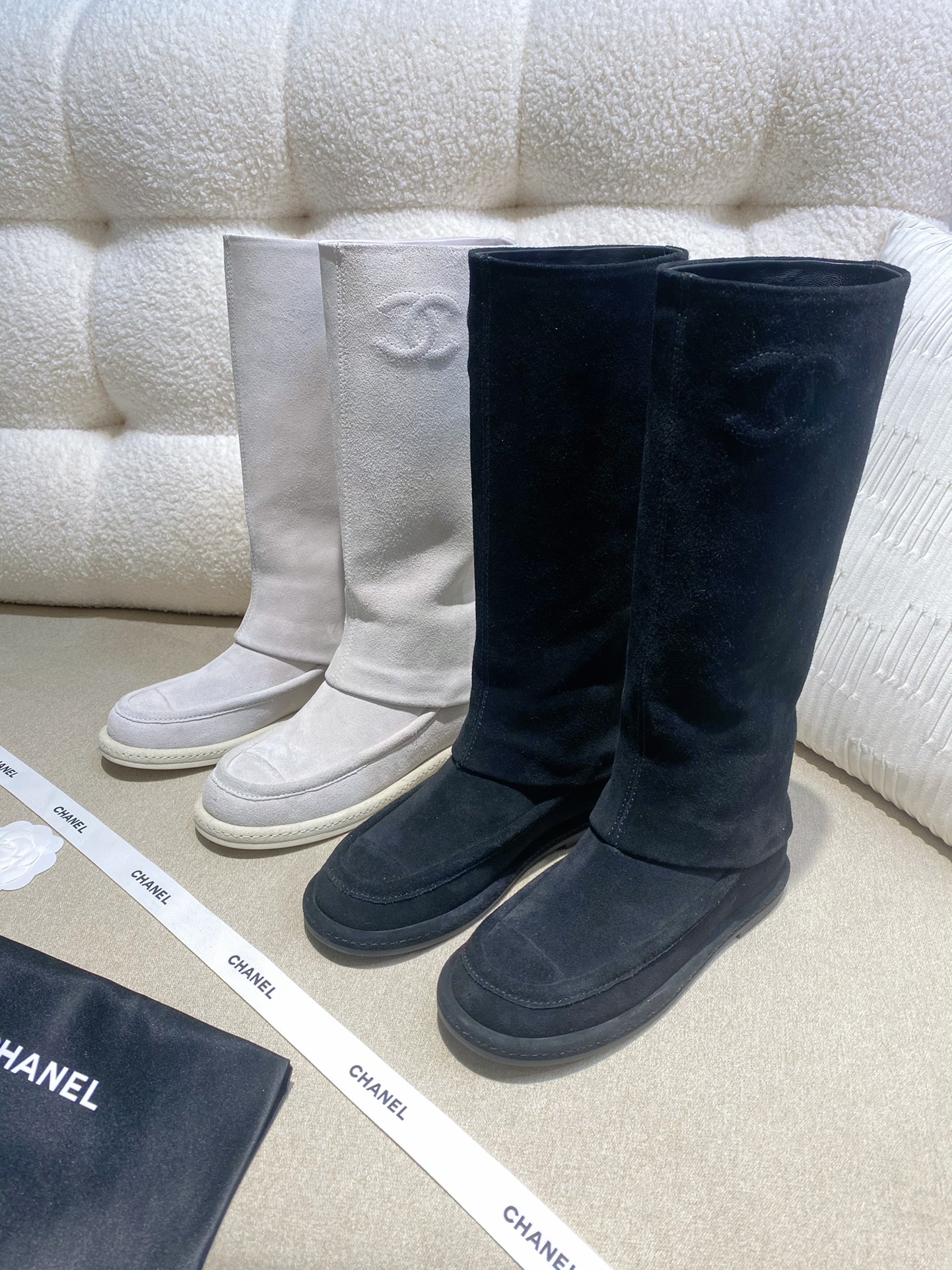 TOP CHANEL CC Suede Boots High Boots Cow Cuede - 2 Colour