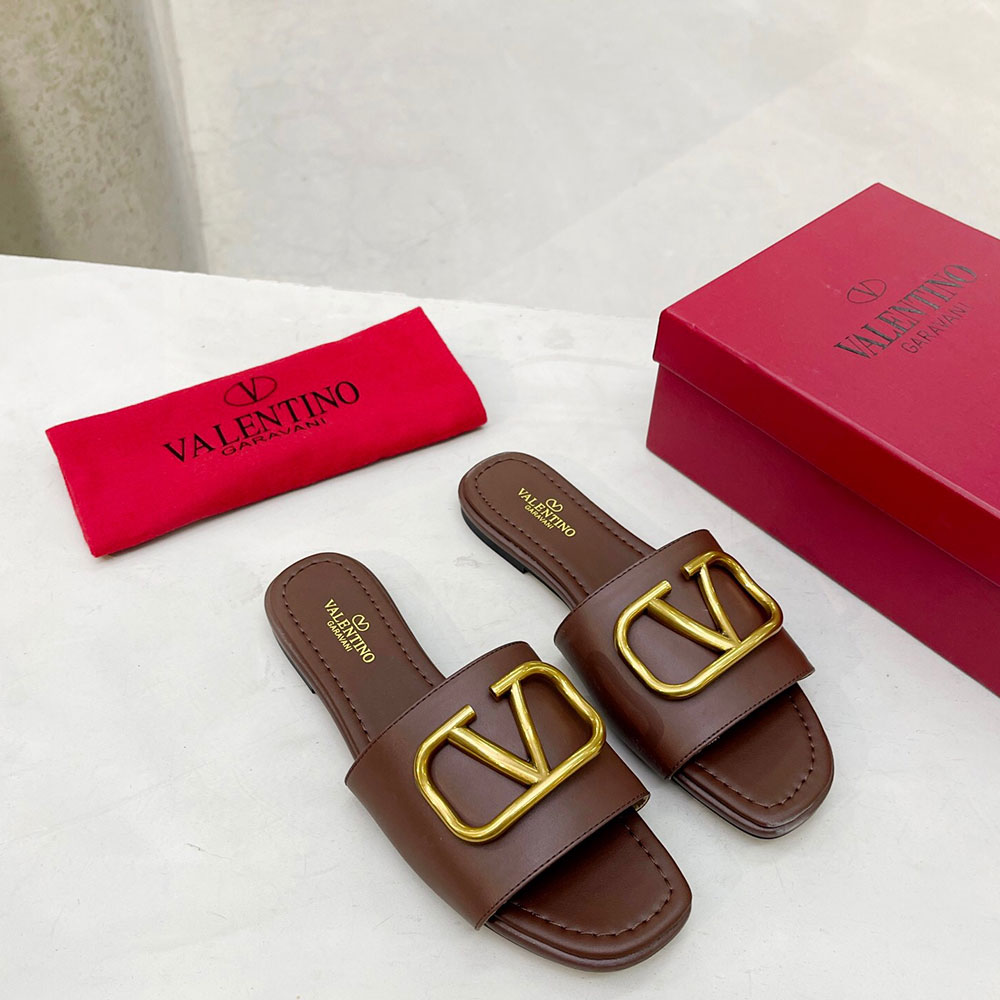 Valentino Leather Casual Fashion Flip-Flops Slide Sandal(Replica)