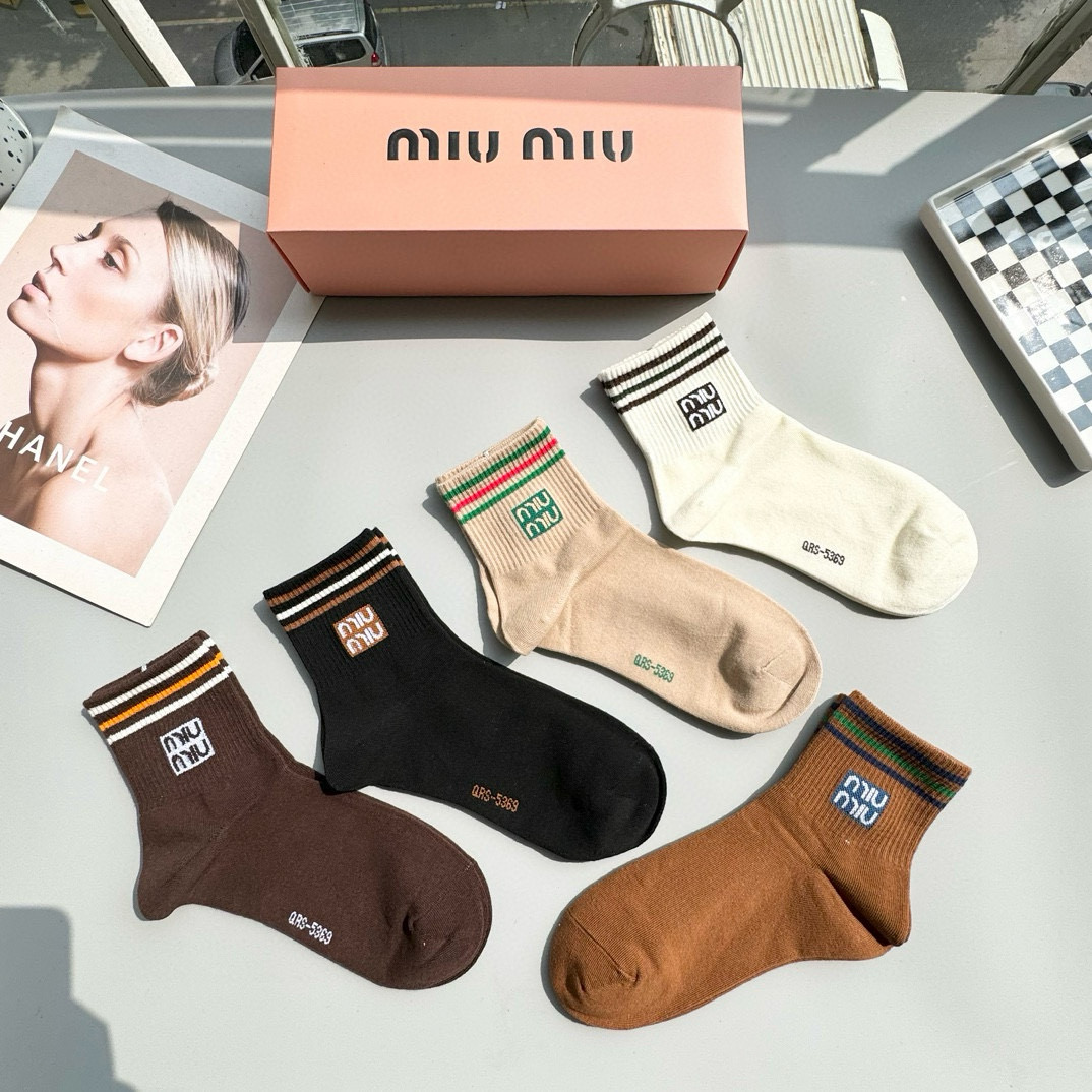 TOP Miu Miu Socks - 5 Pieces as a Set