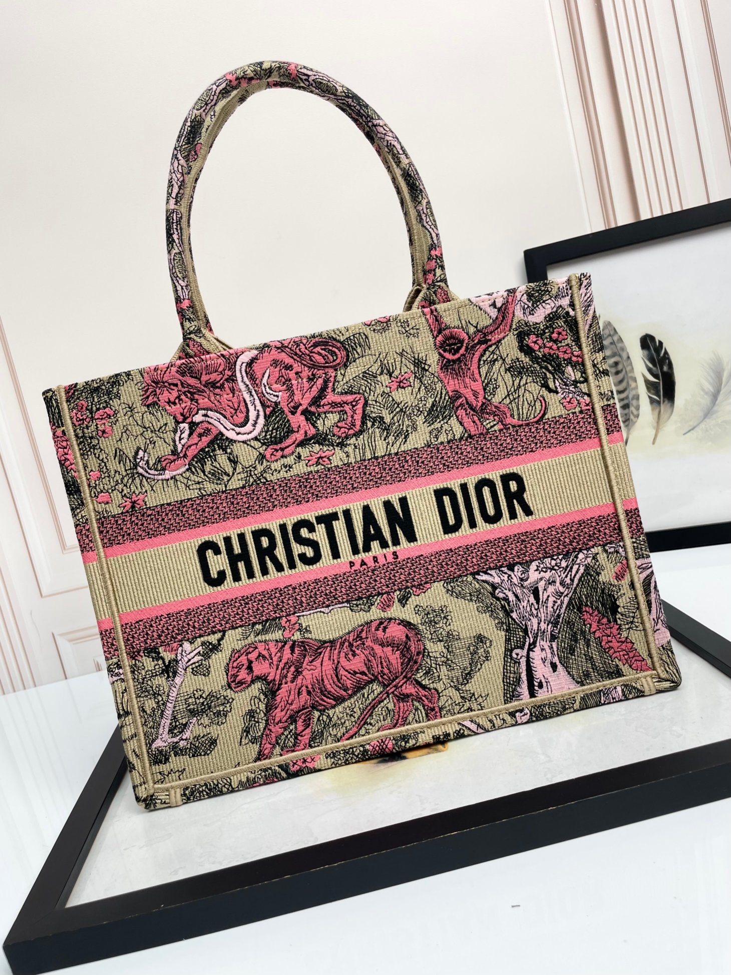 TOP Christian Dior Book Tote Bag 3 Sizes - Pink