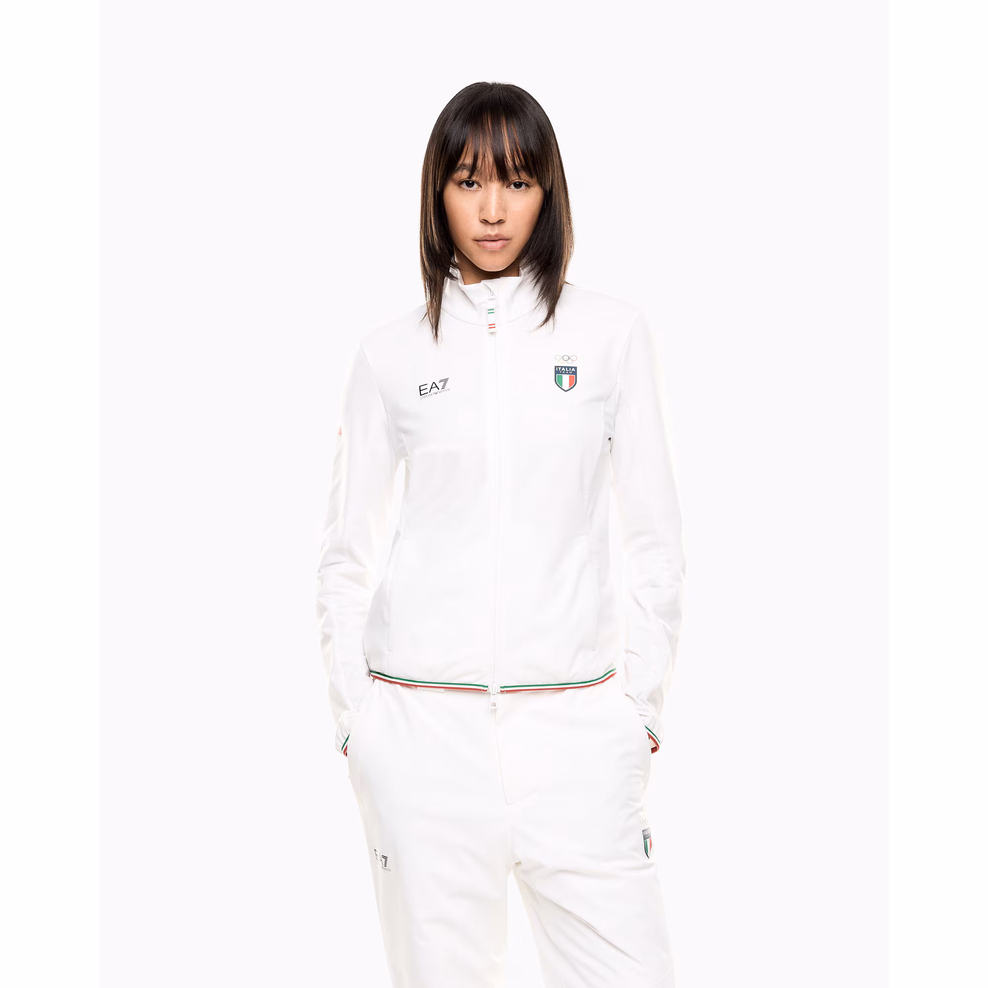 Team Italy EA7 Emporio Armani Powerstretch Jacket - White - Womens