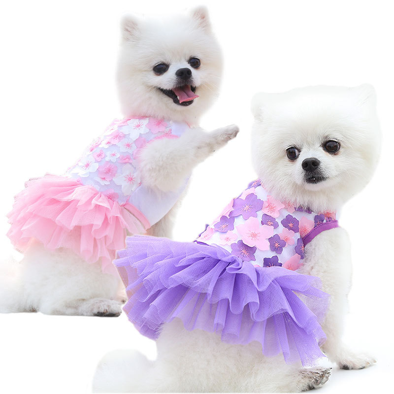 Pet Dog Cat Peach Blossom Dress Clothes Teddy Bichon Pet Supplies Dog Apparel Wholesale Pet Clothes - PawPro UK