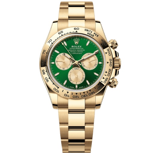 AAAWatch Rolex Cosmograph Daytona Men’s Chronograph Watch, Green Dial, Solid Yellow Gold Case & Bracelet, Tachymeter Bezel Luxury Automatic Wristwatch