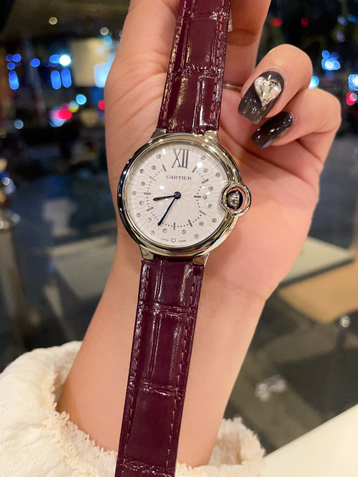 TOP Cartier BALLON BLEU DE CARTIER WATCH 36 mm, diamonds, leather - 7 Colours
