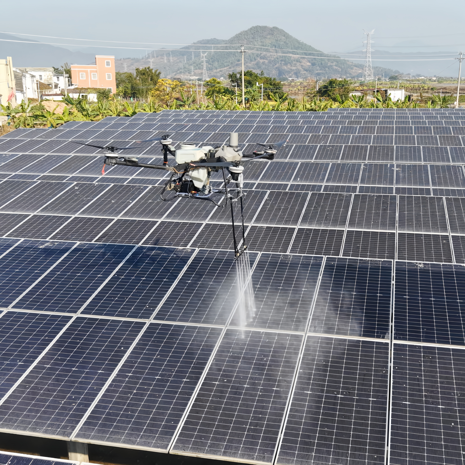 Multi-functional Cleaning Drone Parts for Cleaning Building Facade and Distributed Solar Panels for Photovoltaic Solar Panels