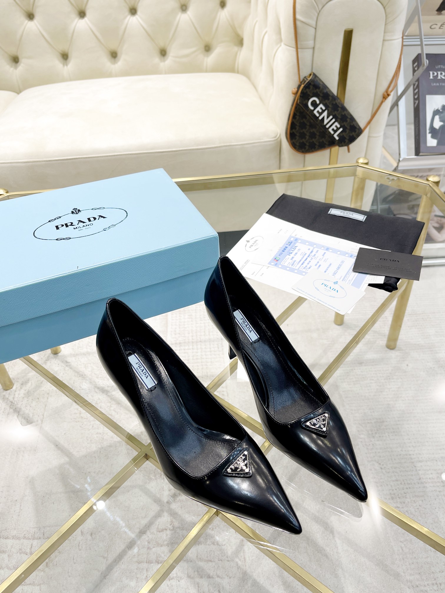 TOP PRADA Cowhide High Heels - 2 Colors - 7.5 cm