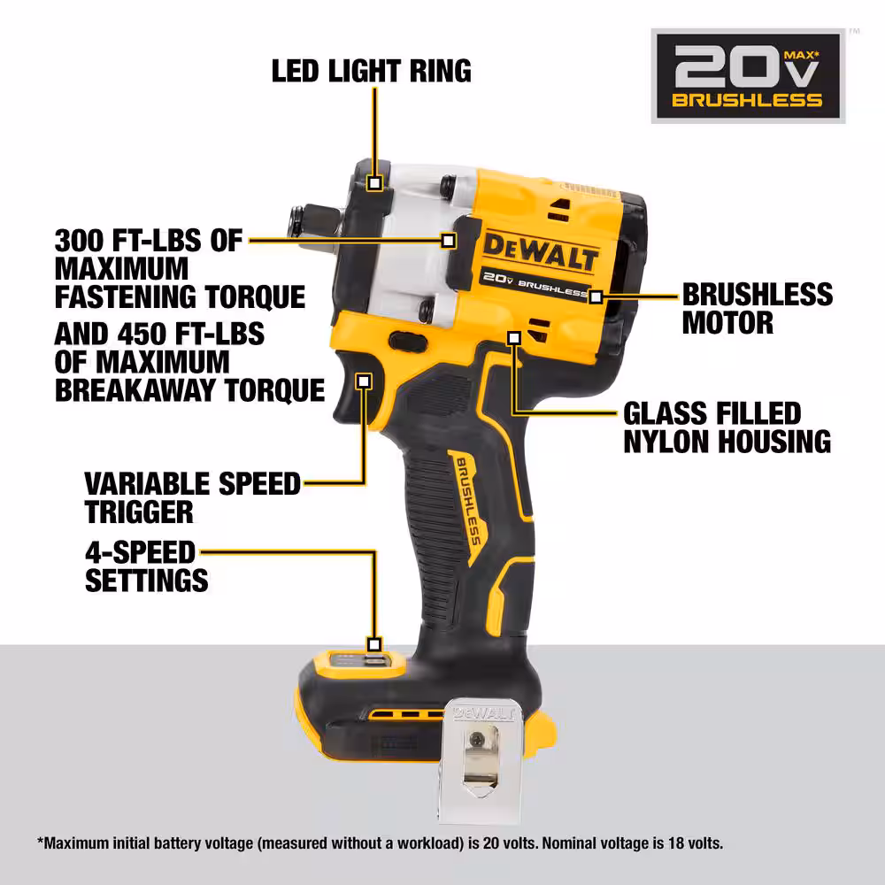 ATOMIC 20V MAX Cordless Brushless 1/2 in. Variable Speed Impact Wrench (Tool Only)