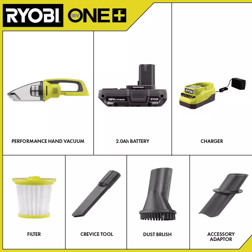 ONE+ 18V Cordless Performance Hand Vacuum Kit with 2.0 Ah Battery and Charger