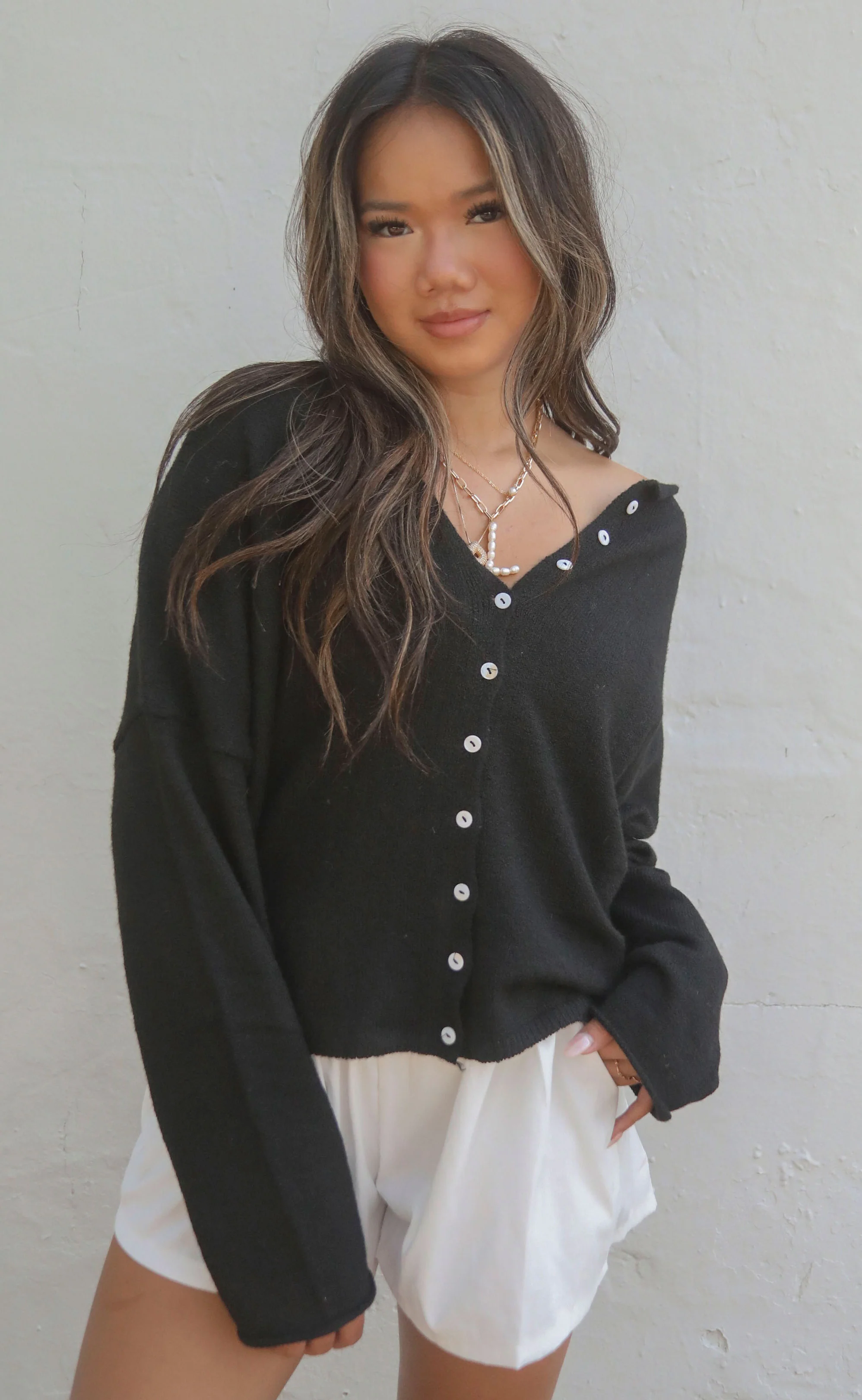 beat of your heart cardigan - black