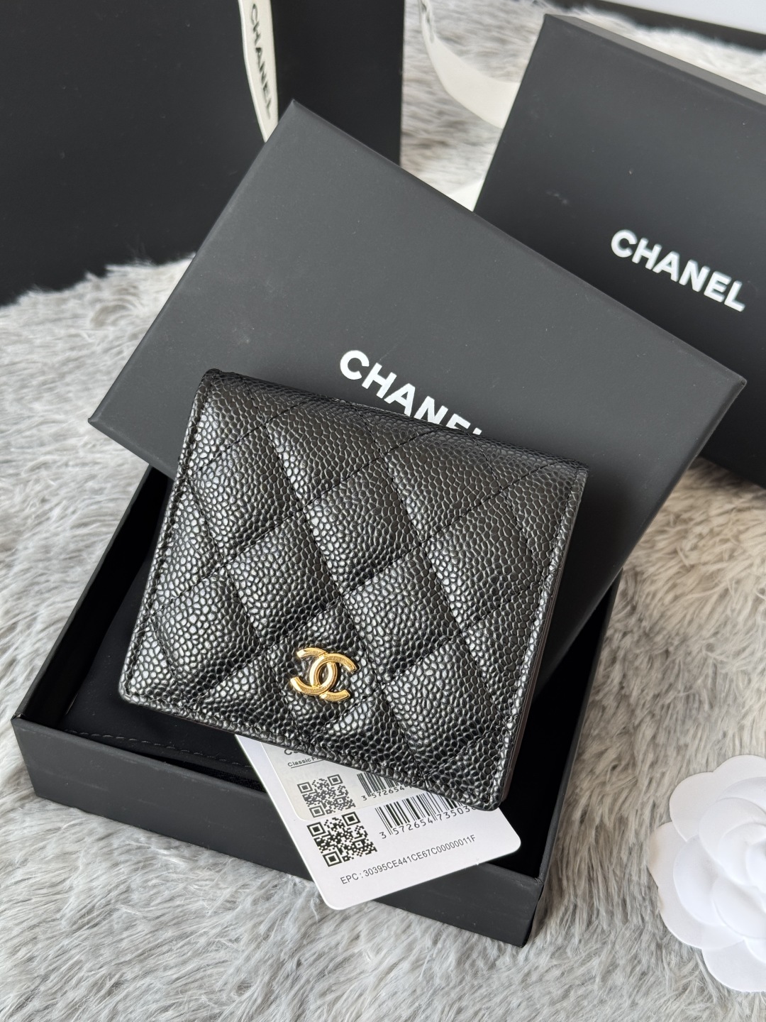 TOP CHANEL Wallets Calfskin/Lambskin 12x12x3cm - Black&GHW/SHW