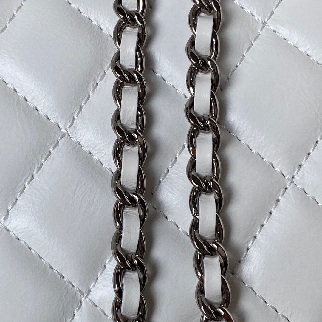 TOP CHANEL Handle Woc Single Back Crossbody Bag - 17×9.5×8cm - White&SHW