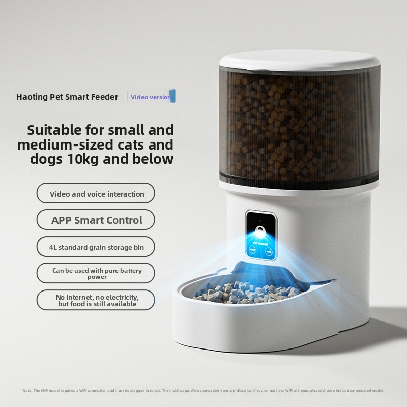 Smart Pet Automatic Feeder 4L Large Capacity Mobile Phone WiFi Interactive Cat Automatic Feeder Pet Supplies - PawPro UK