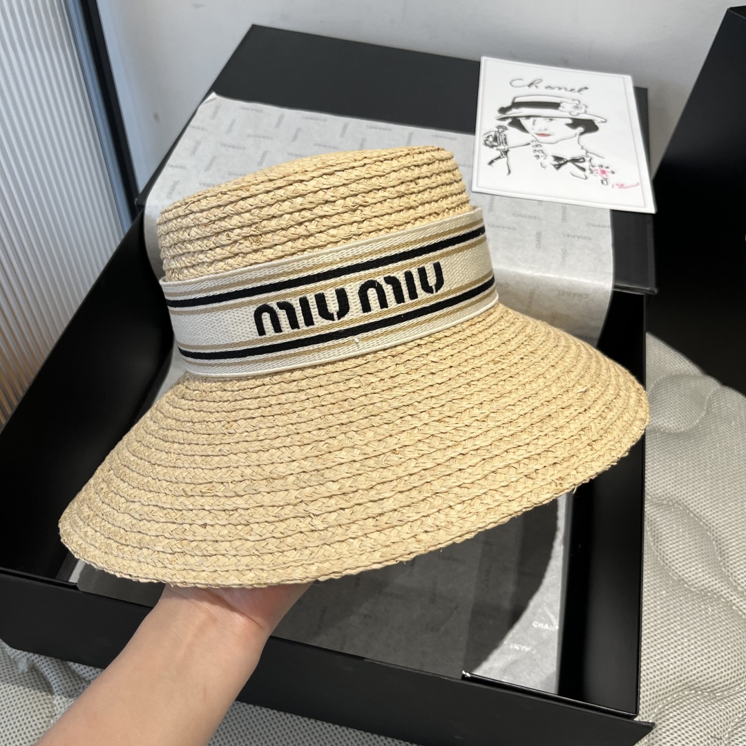 TOP Miu Miu Raffia Hat - Beige