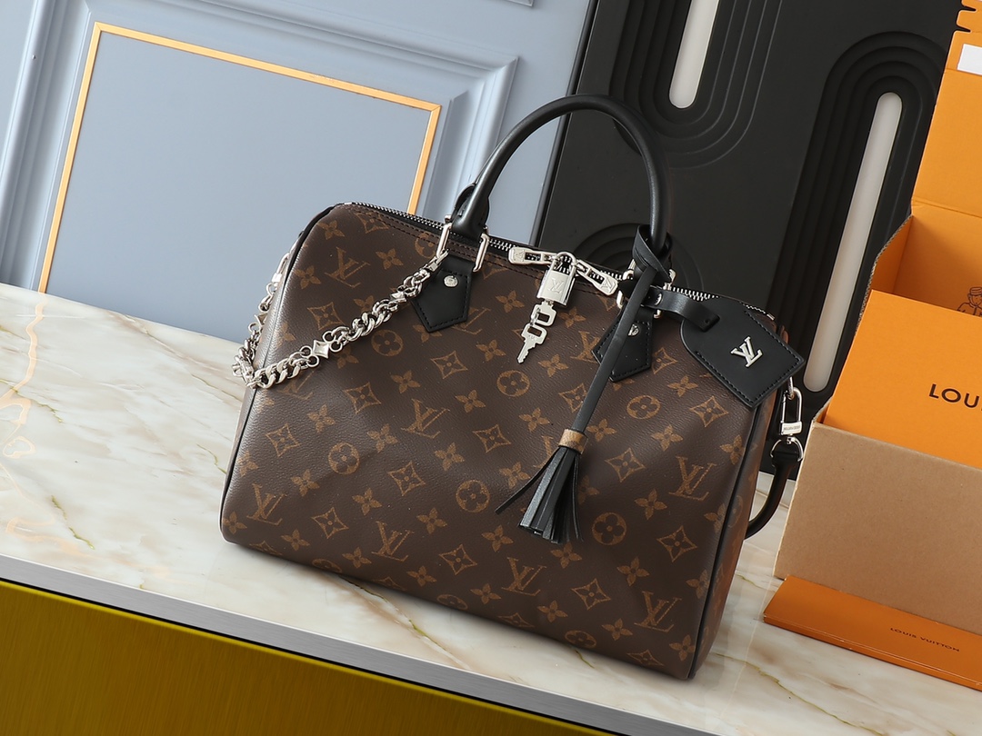 TOP Louis Vuitton LV Speedy Soft 30 Boho  Bag 30 x 21 x 17cm - Black