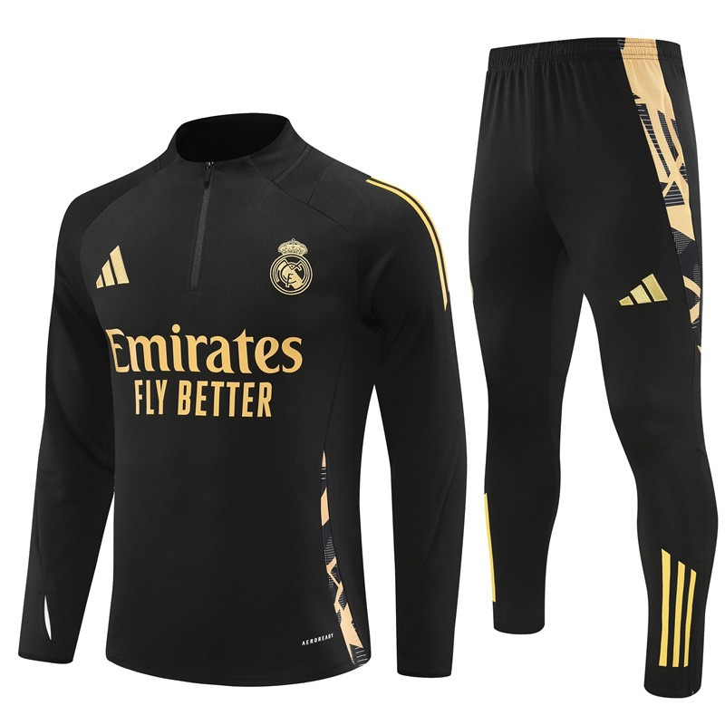 2024-25 Black Real Madrid Football Half Pull Training Suit