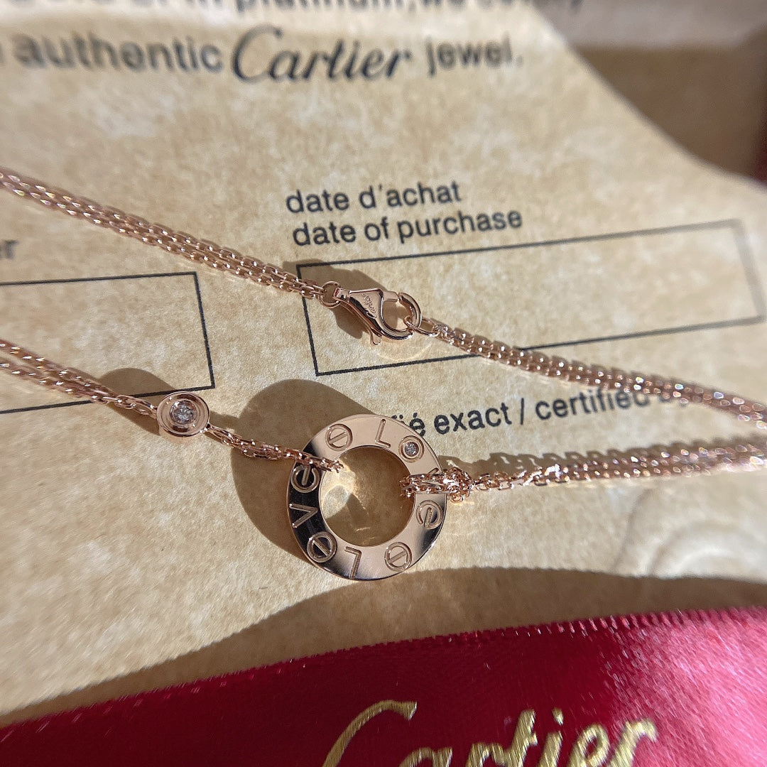 TOP Cartier Love Diamond Necklace- Rose Gold