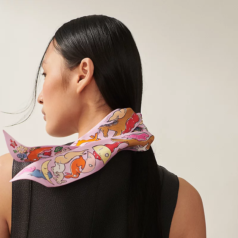 TOP HERMES One Thousand and One Rabbits Twilly Scarf 86 x 5 cm - 4 Colours