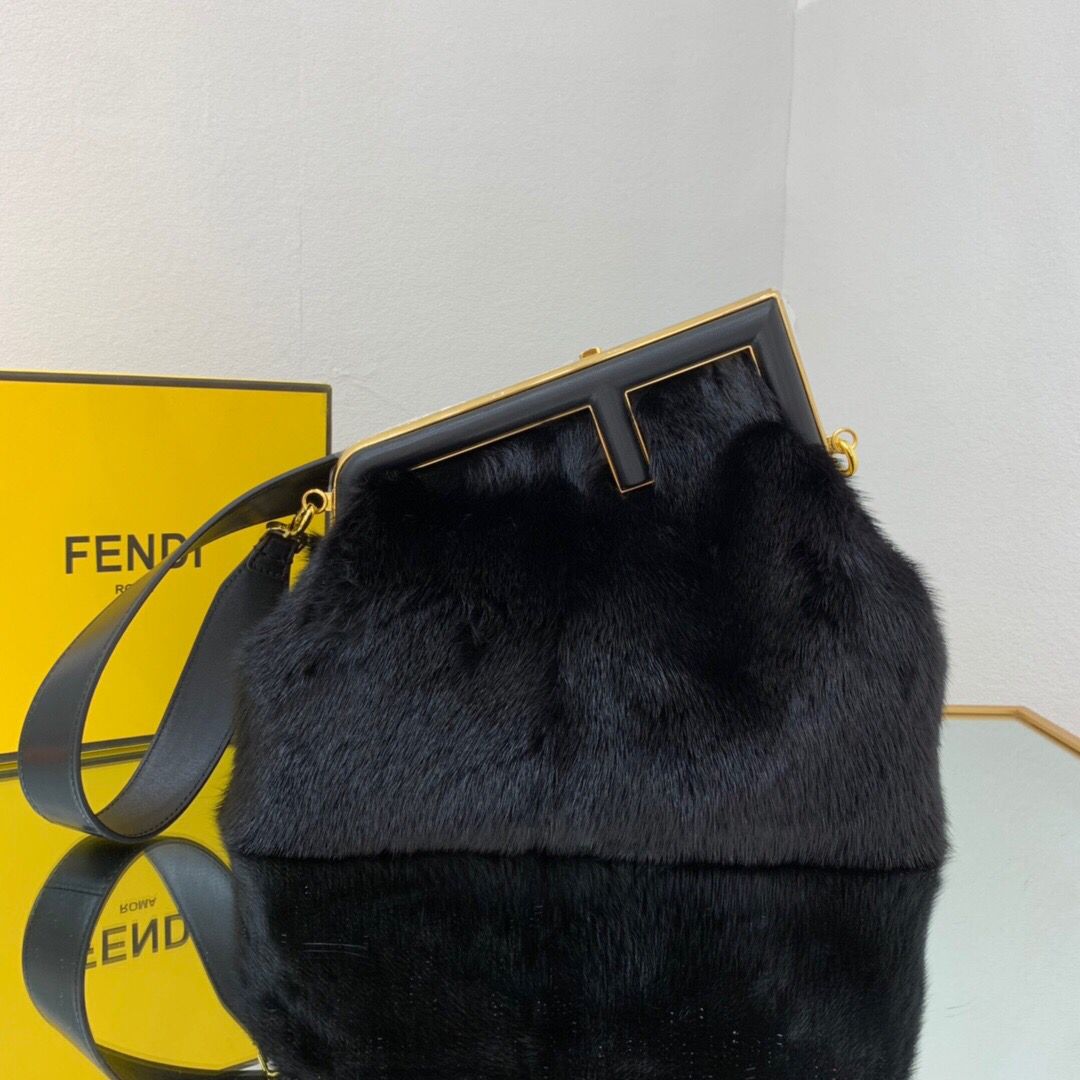 TOP FENDI FENDI First Medium Mink Bag - Black