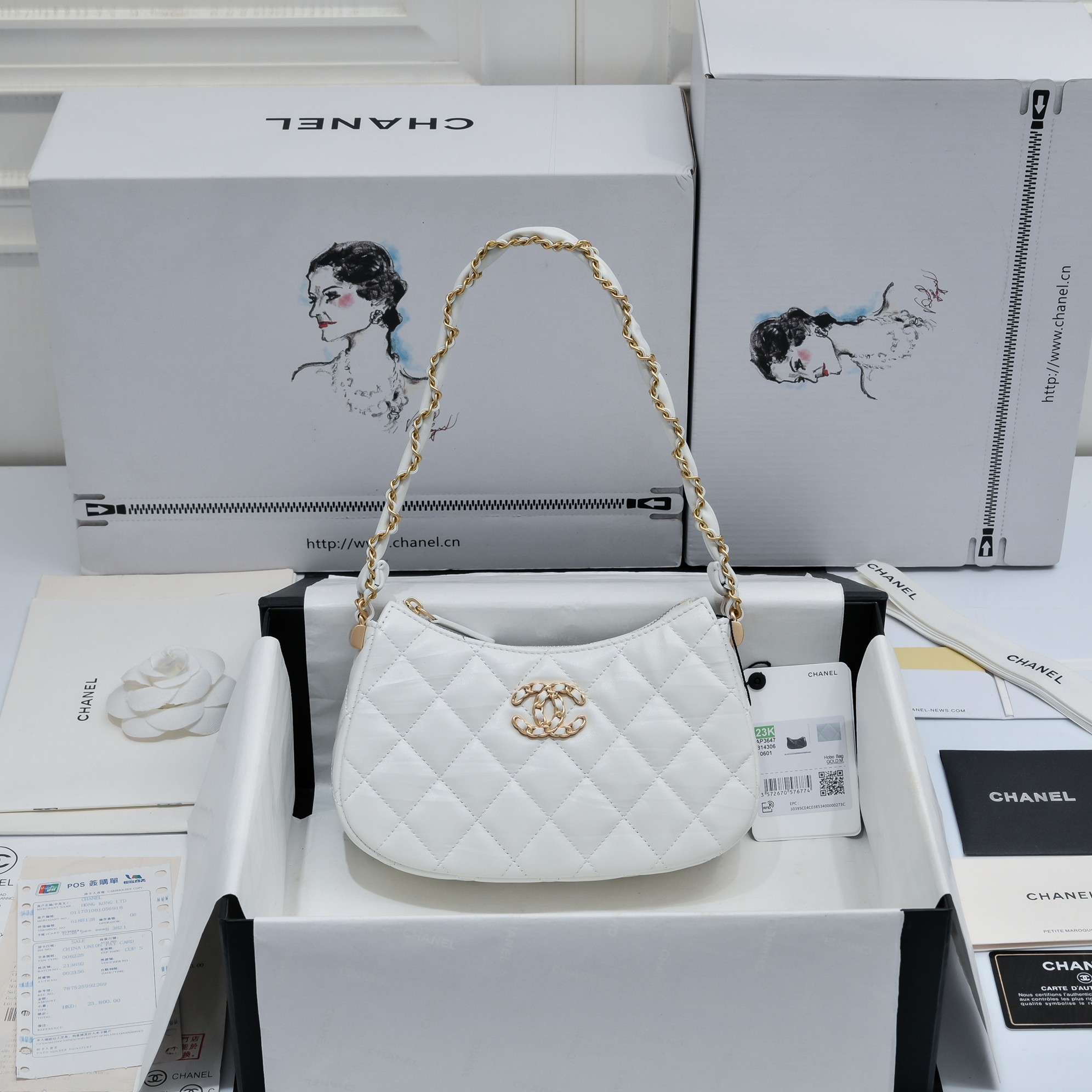 TOP CHANEL Calfskin 23khobo Armpit Bag 13.5×23.5×5.3cm - 5 Colors - GHW