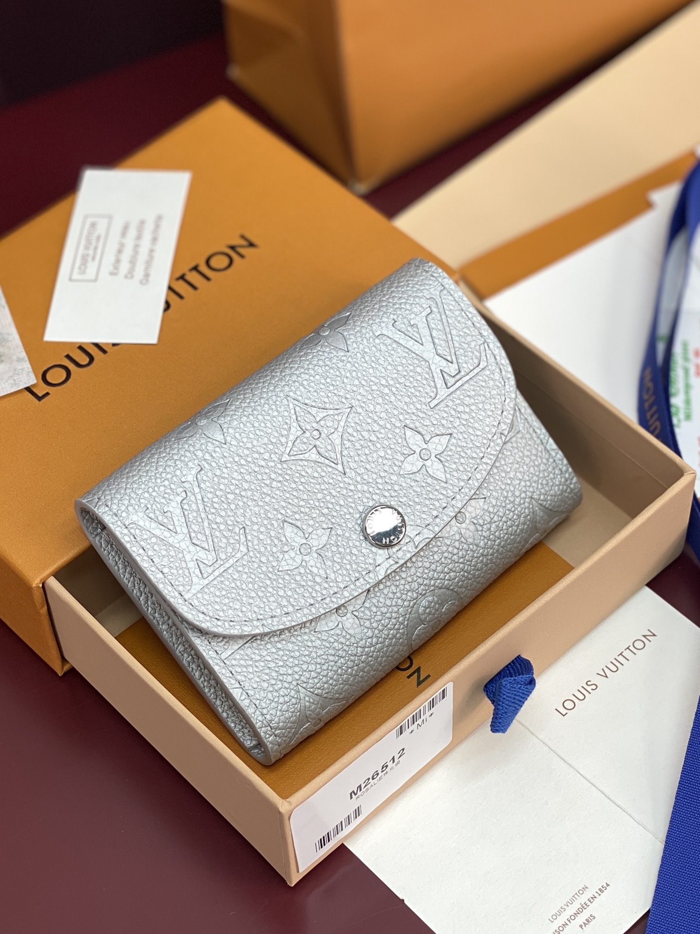 TOP Louis Vuitton LV Rosalie Coin Purse Monogram Empreinte 11x8x2.5cm - Pearl Silver