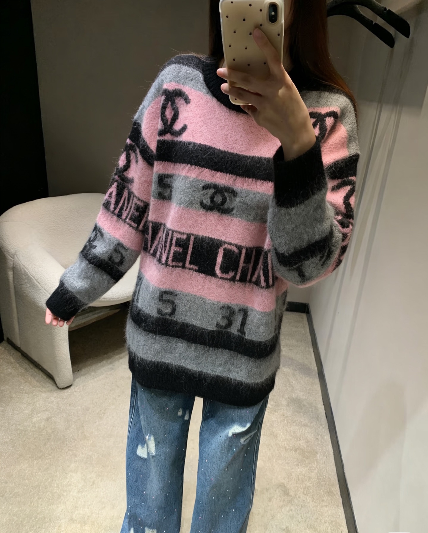 TOP CHANEL Sweater -  Pink and Black