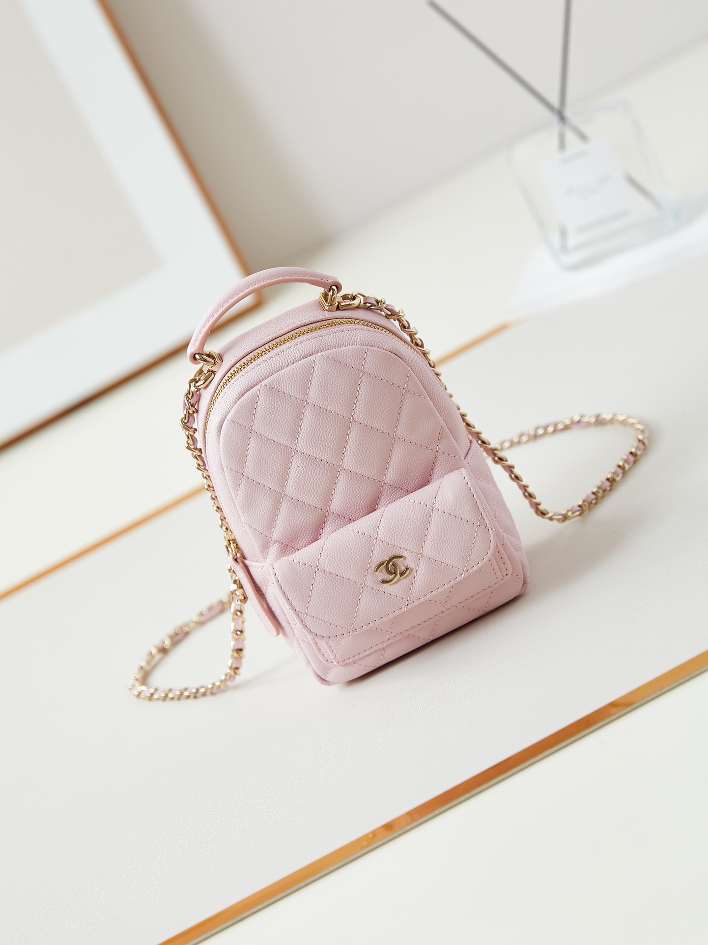 TOP CHANEL Backpack Caviar Calfskin Leather 18×13×9cm - 4 Color&GHW