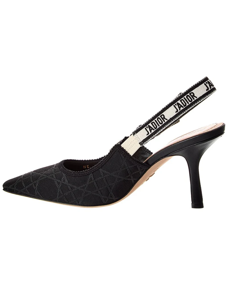 TOP Christian Dior J'AChristian Dior Slingback 9.5cm Pump Macramé Embroidered Canvas & Leather - Black