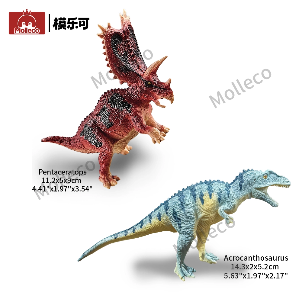 Molleco Dinosaur Figure Toys for Kids and Children Pentaceratops+Acrocanthosaurus CP0157