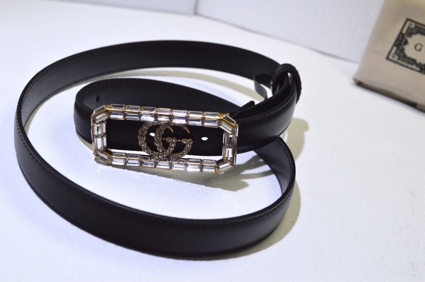 TOP GUCCI Double Sided Top Layer Cowhide Belt - Black