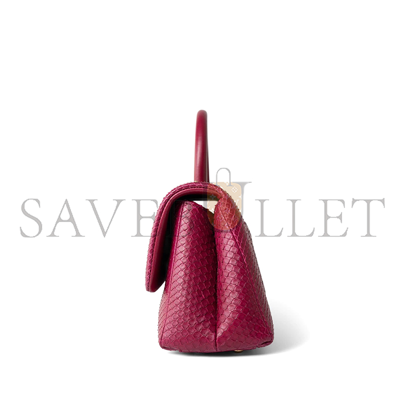 CHANEL MASTER COCO HANDLE BURGUNDY PYTHON AGED GOLD HARDWARE (23*13*9cm)