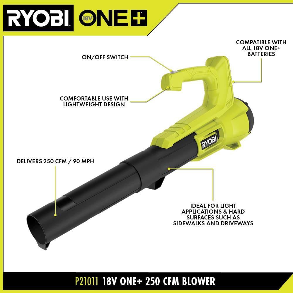 ONE+ 18V 90 MPH 250 CFM Cordless Battery Leaf Blower (Tool Only)
