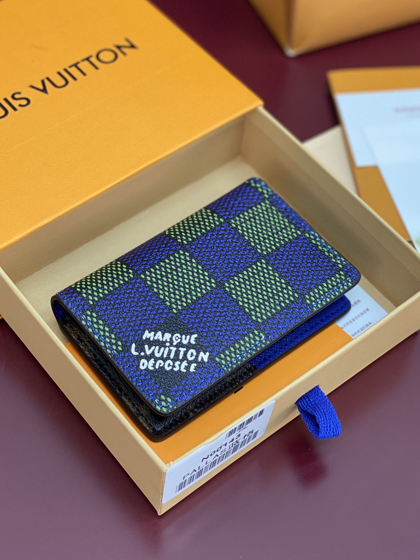 TOP Louis Vuitton LV Wallet Damier Heritage Coated Canvas 11.1x1x7.5cm - Blue