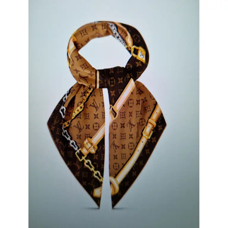 TOP Louis Vuitton LV Silk Scarf  - Brown